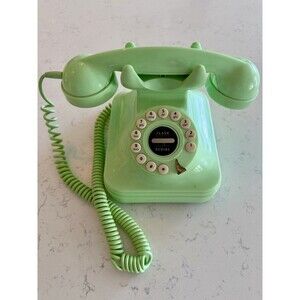 Vintage Corded Telephone 50’s Style Sea Green Retro Rotary Desk Phone